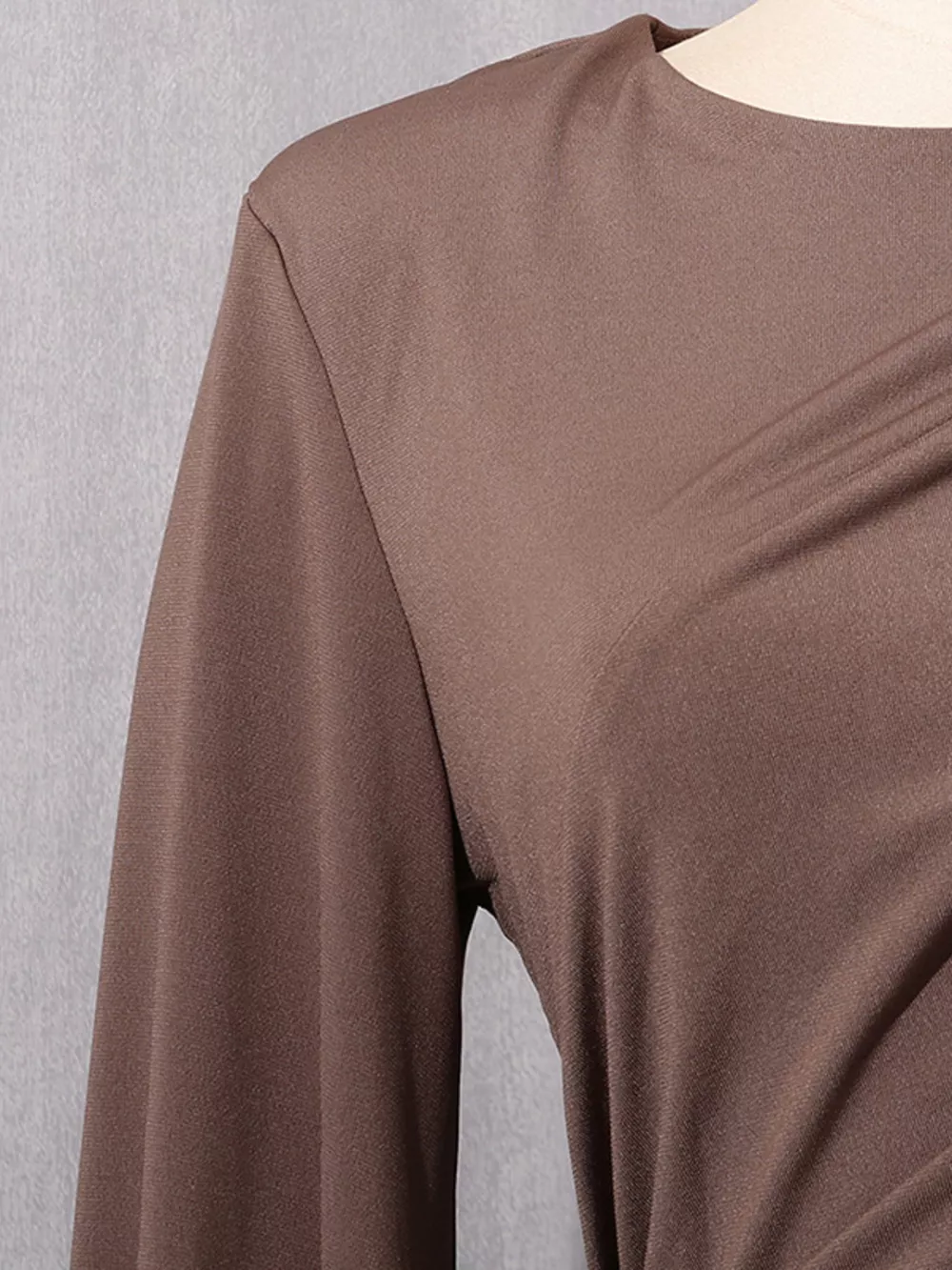 Ruched Long-Sleeve Maxi Dress with Cutout Detail, image 10