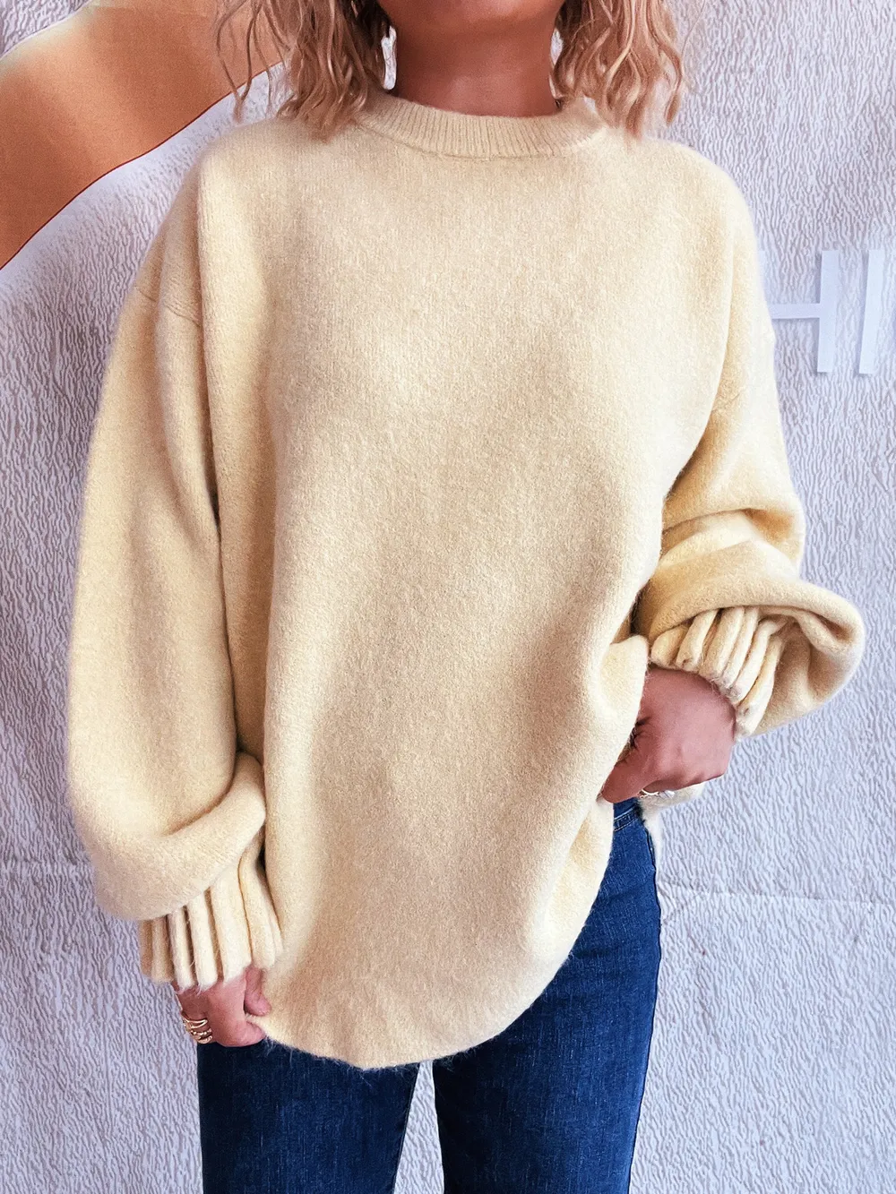 Round Neck Dropped Shoulder Sweater, image 25