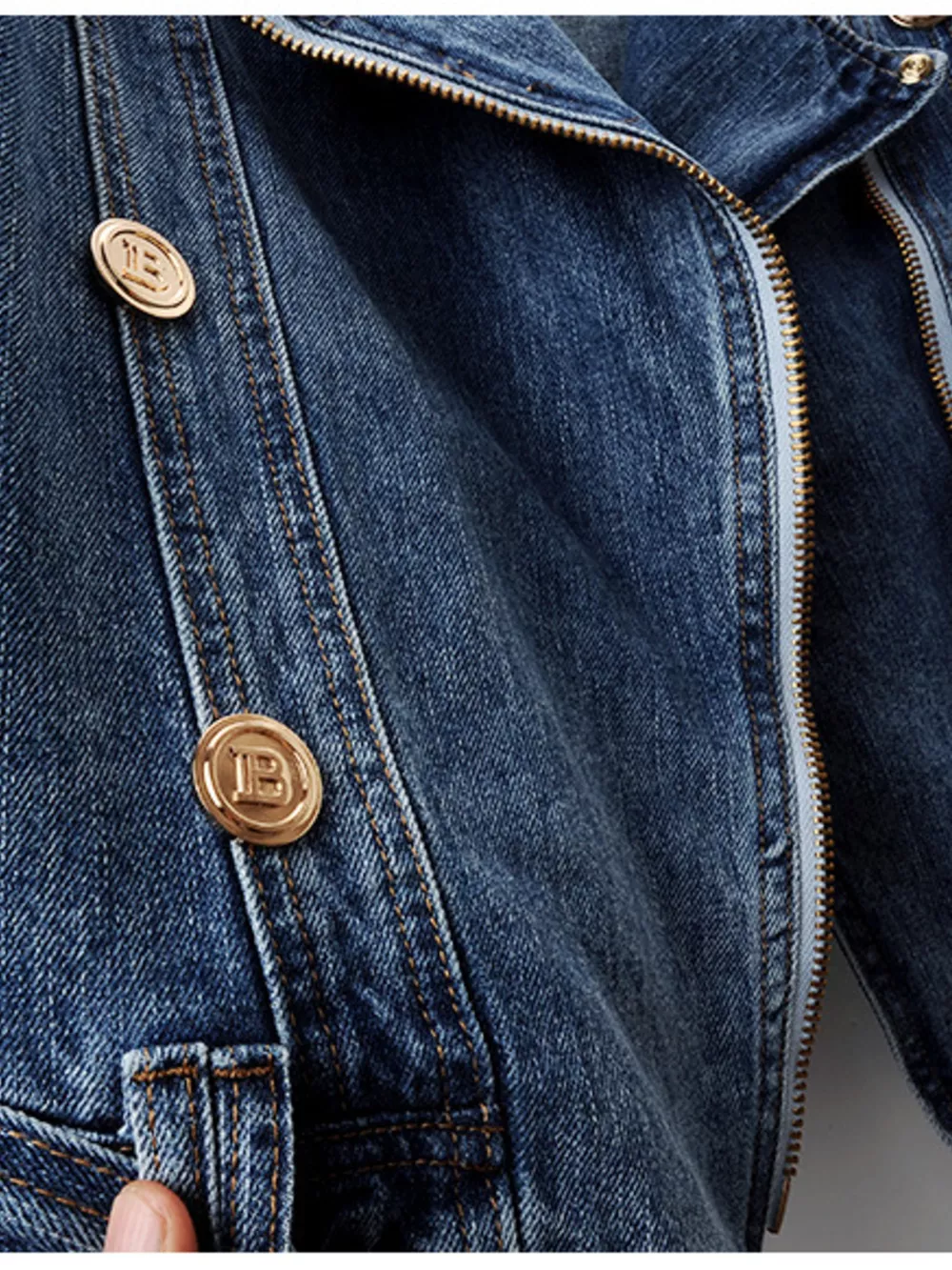 Asymmetrical Zip Denim Jacket, image 3