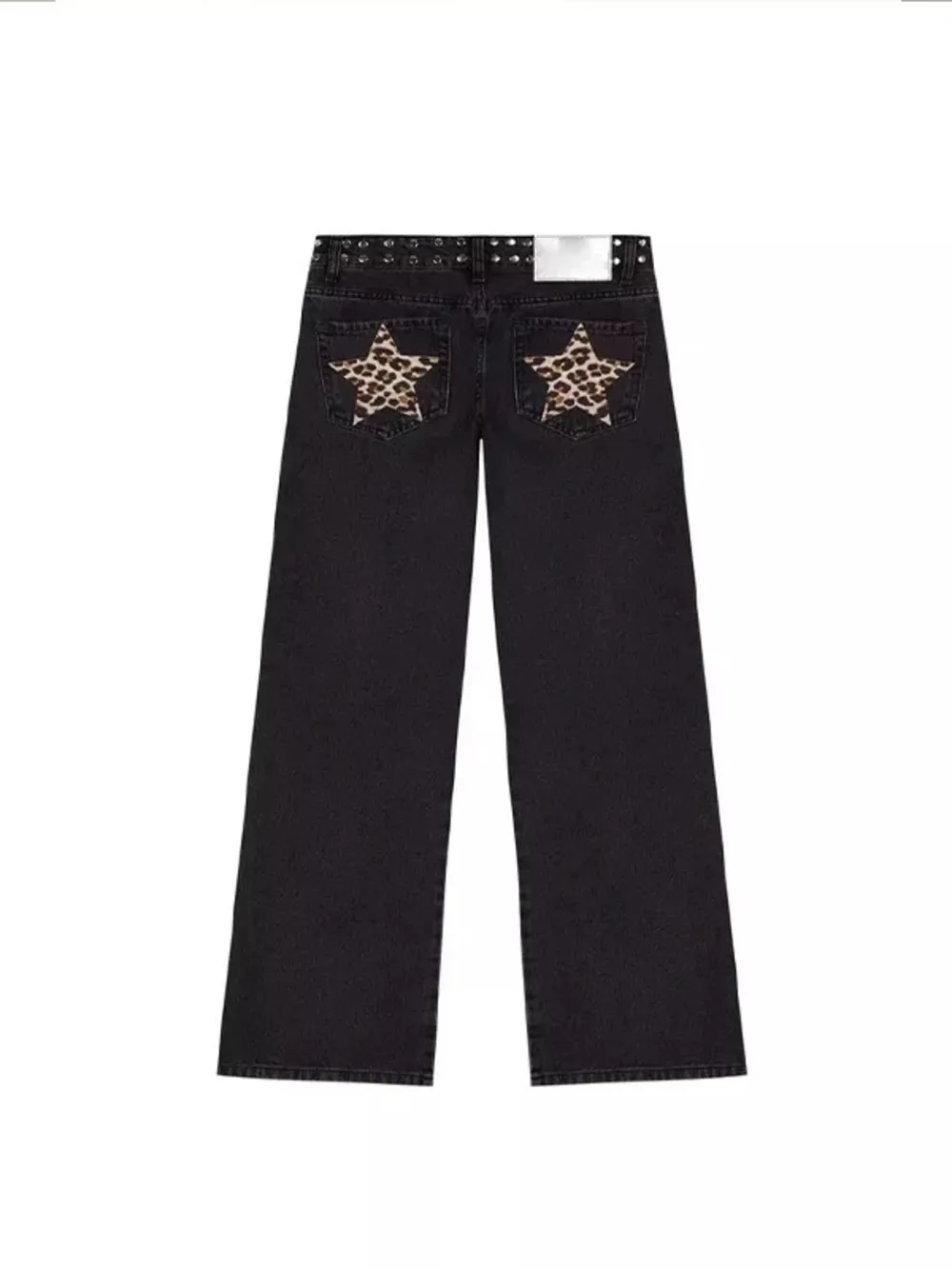 Leopard Star Patches Wide Leg Jeans, image 2