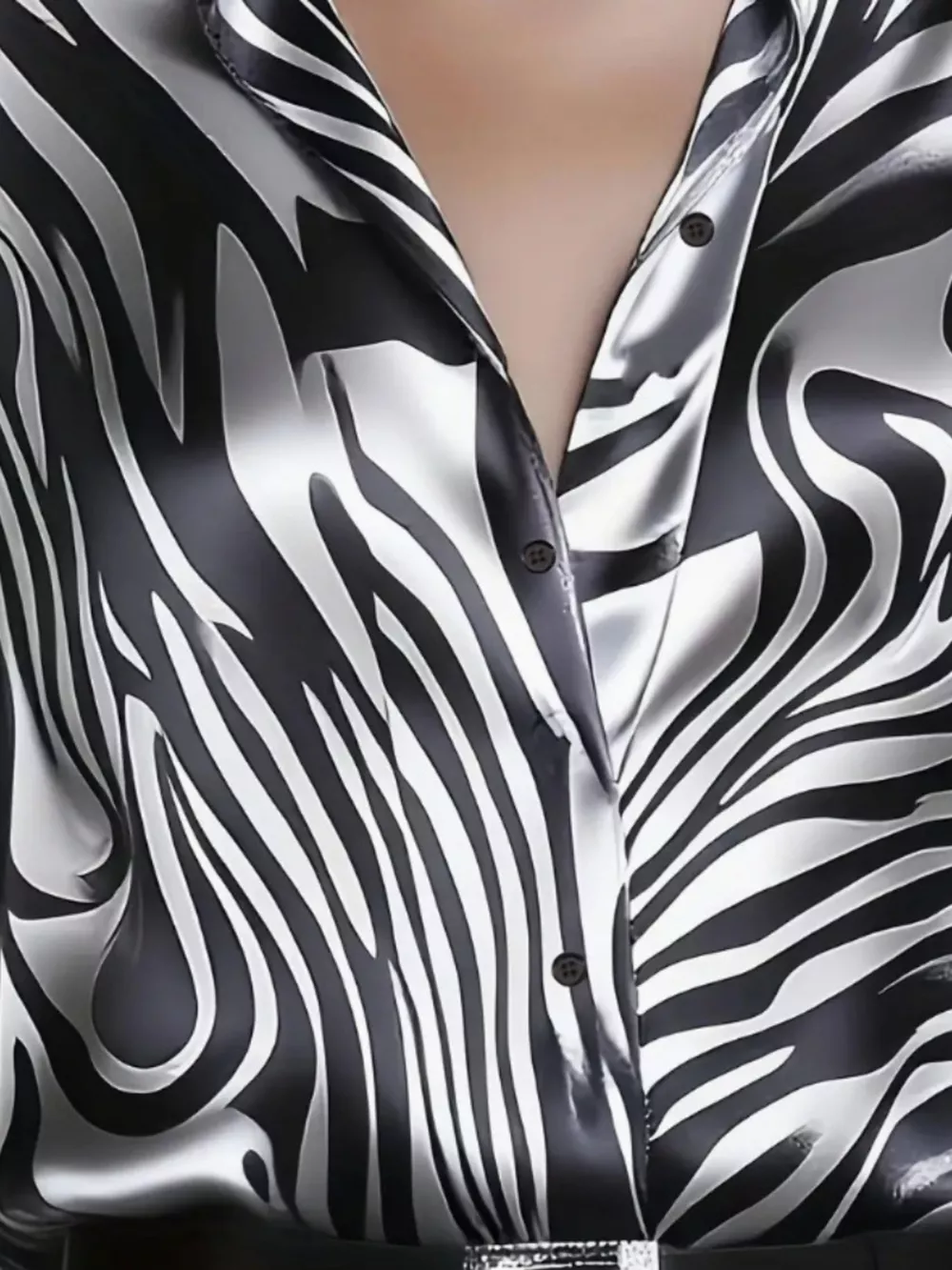 Zebra Print Button Up Shirt, image 3