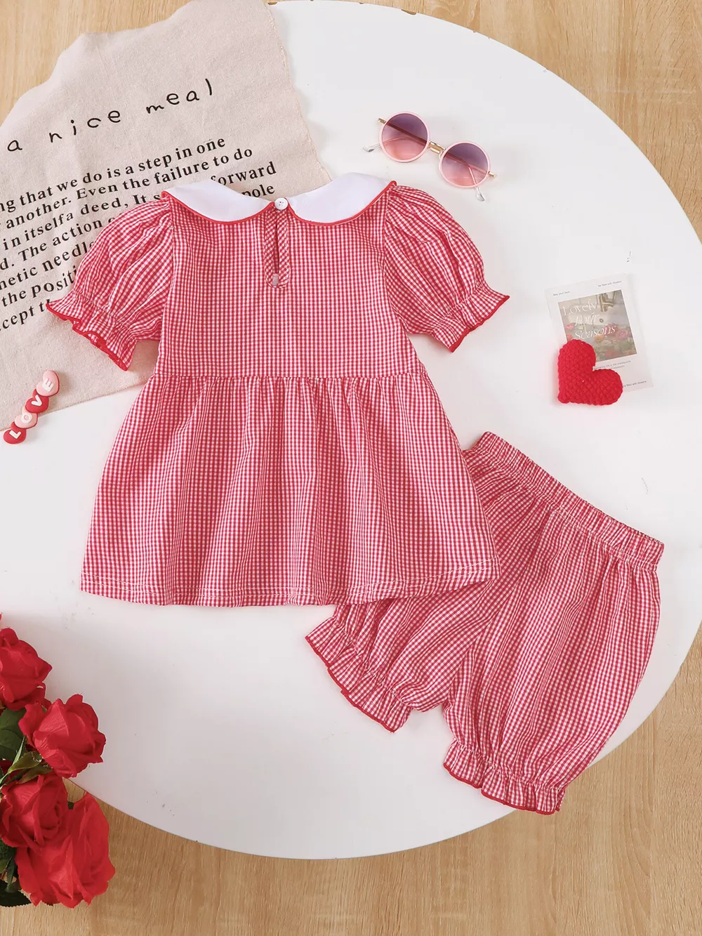 Children's Gingham 'LOVE' Top and Shorts Set, image 3