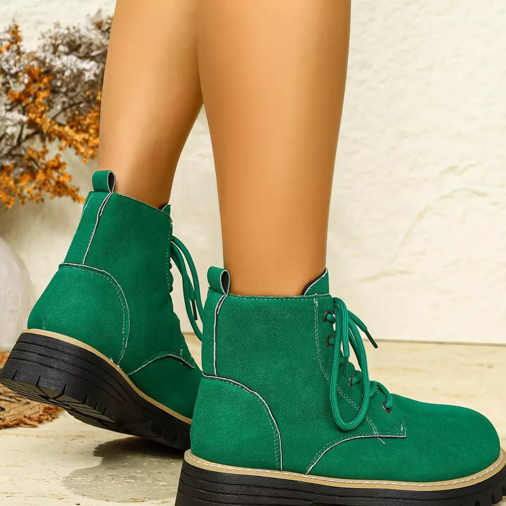 Round Toe Lace Up Boots, image 9