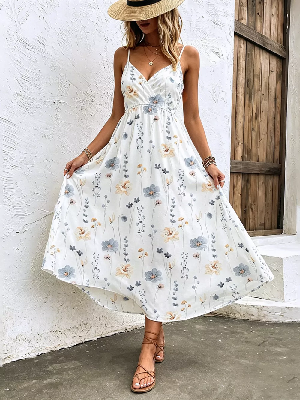 Floral Print Spaghetti Strap Midi Dress, image 2