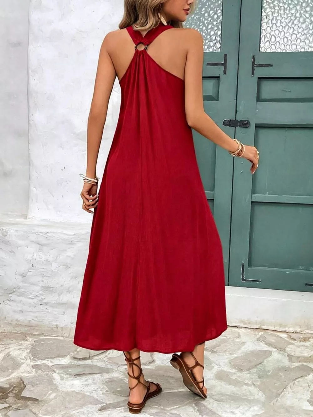 V-Neck Sleeveless Midi Dress, image 6