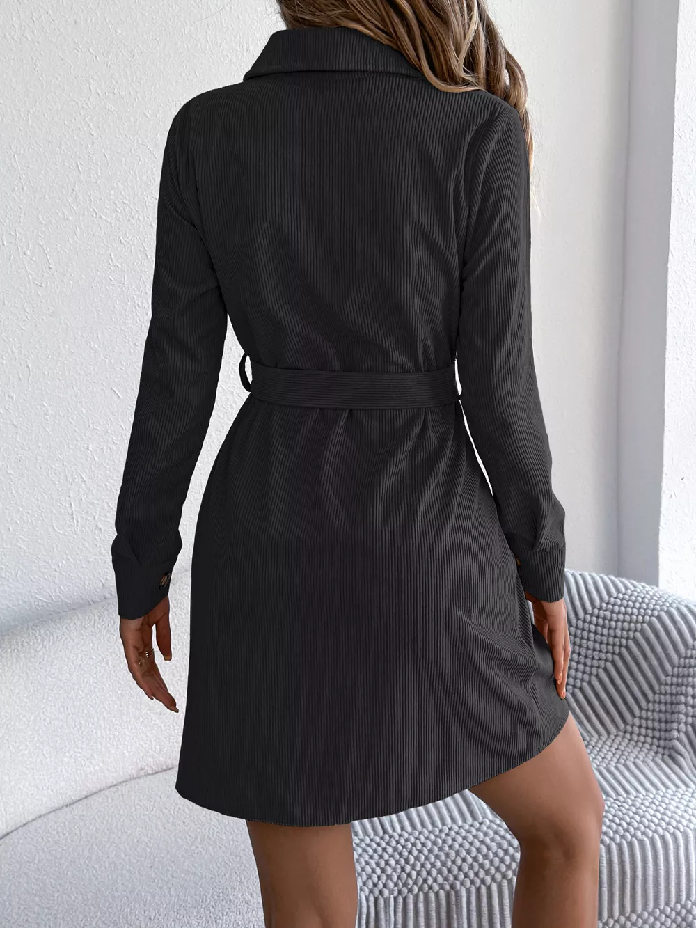Button-Front Corduroy Shirt Dress, image 15