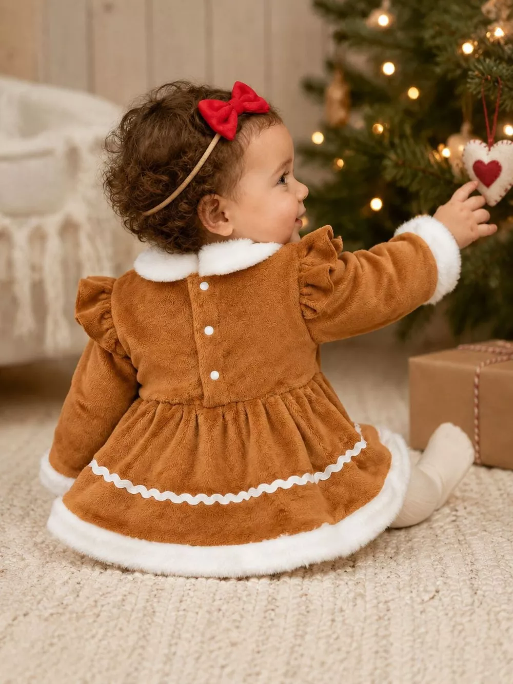 Children's Christmas Bodysuit Dress and Headband Set, image 4