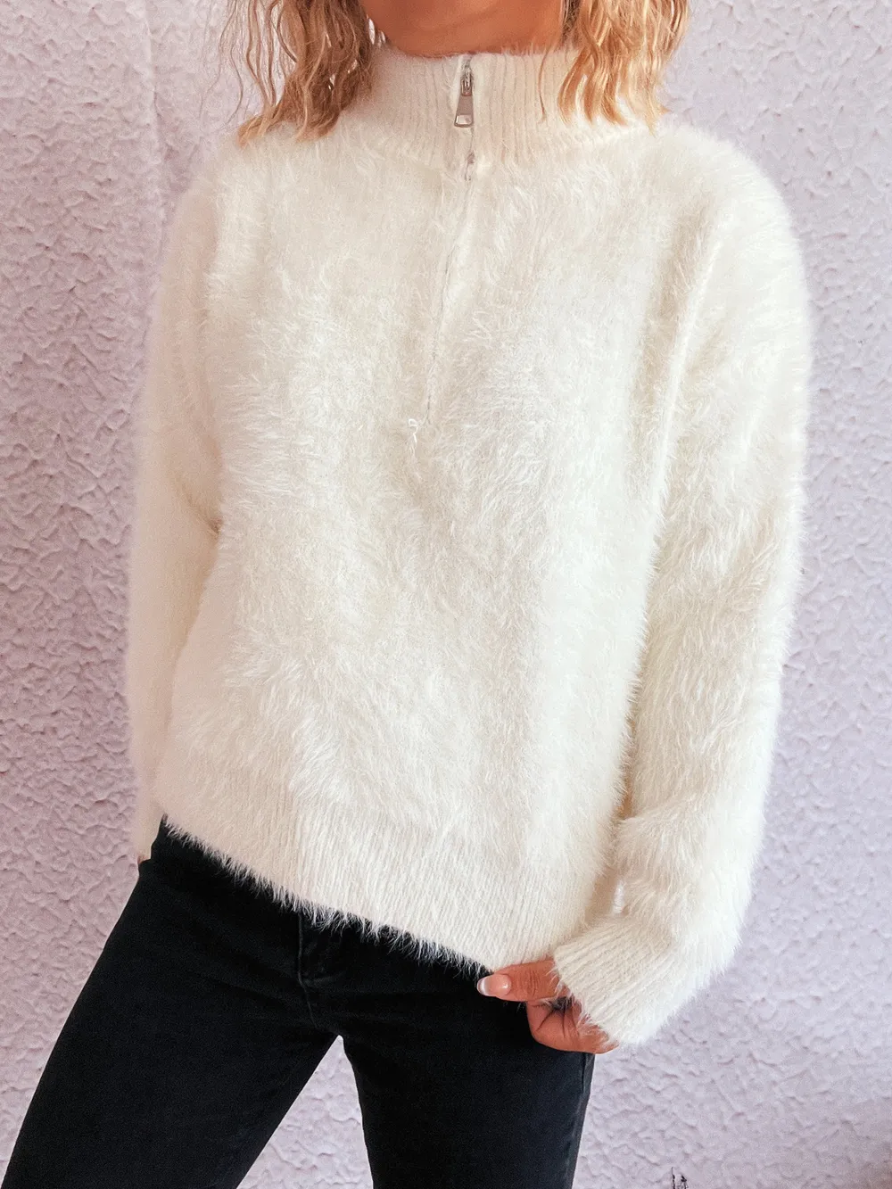 Cozy Fuzzy Half-Zip Sweater, image 18