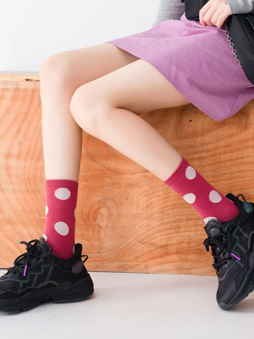 Polka Dot Mid-Calf Cotton Socks, image 2