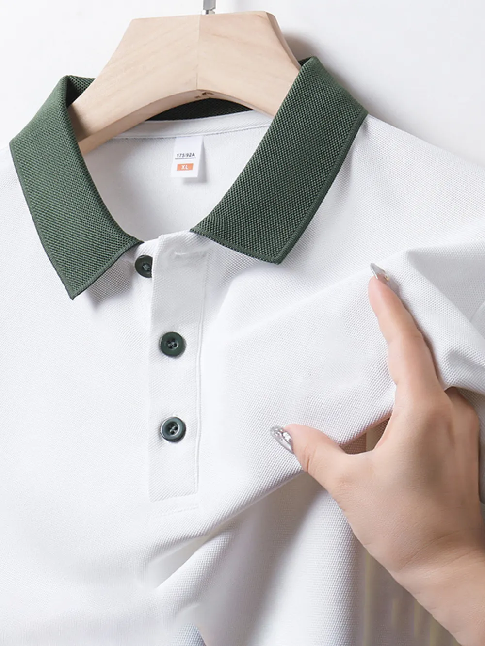Men's Plus Size Contrast Collar Short Sleeve Polo Shirt, image 11