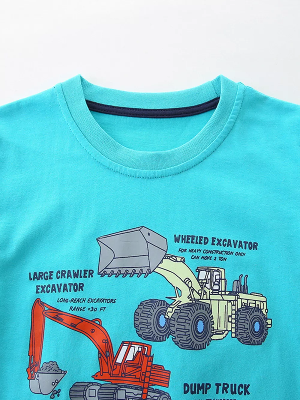 Children's Excavator Print Round Neck T-Shirt, image 3