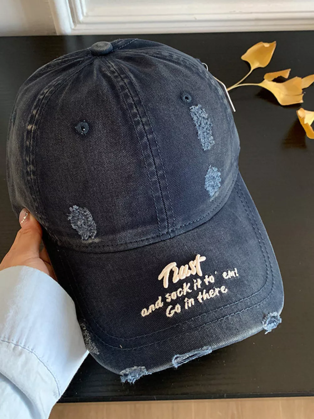 Distressed Embroidered Baseball Cap, image 5