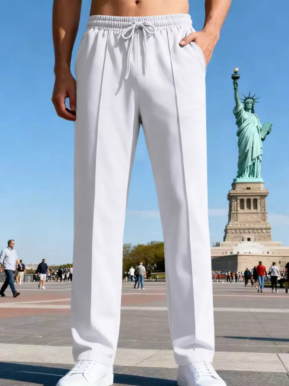 Men's Full Size Drawstring Straight Leg Pants Plus Size, image 13