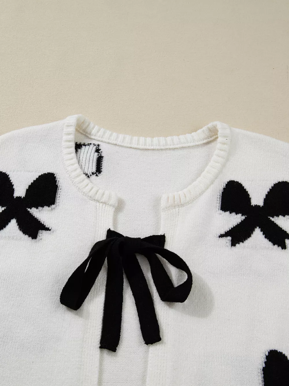 Tie Front Bow Pattern Cardigan, image 3