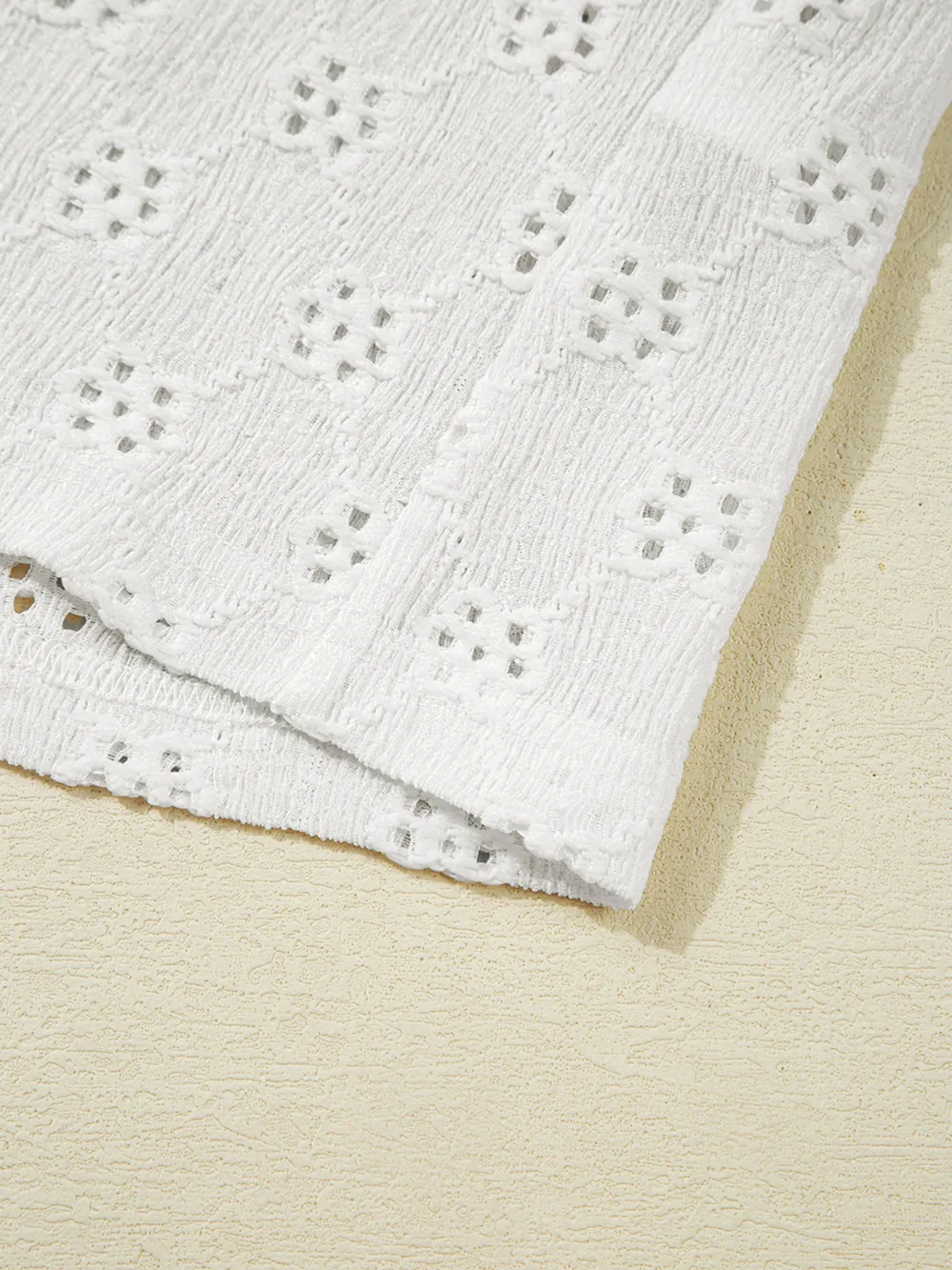 Eyelet Embroidered Loose V Neck Long Sleeve Top, image 8