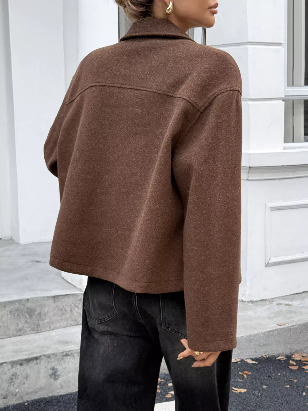 Zip-Up Dropped Shoulder Jacket, image 6