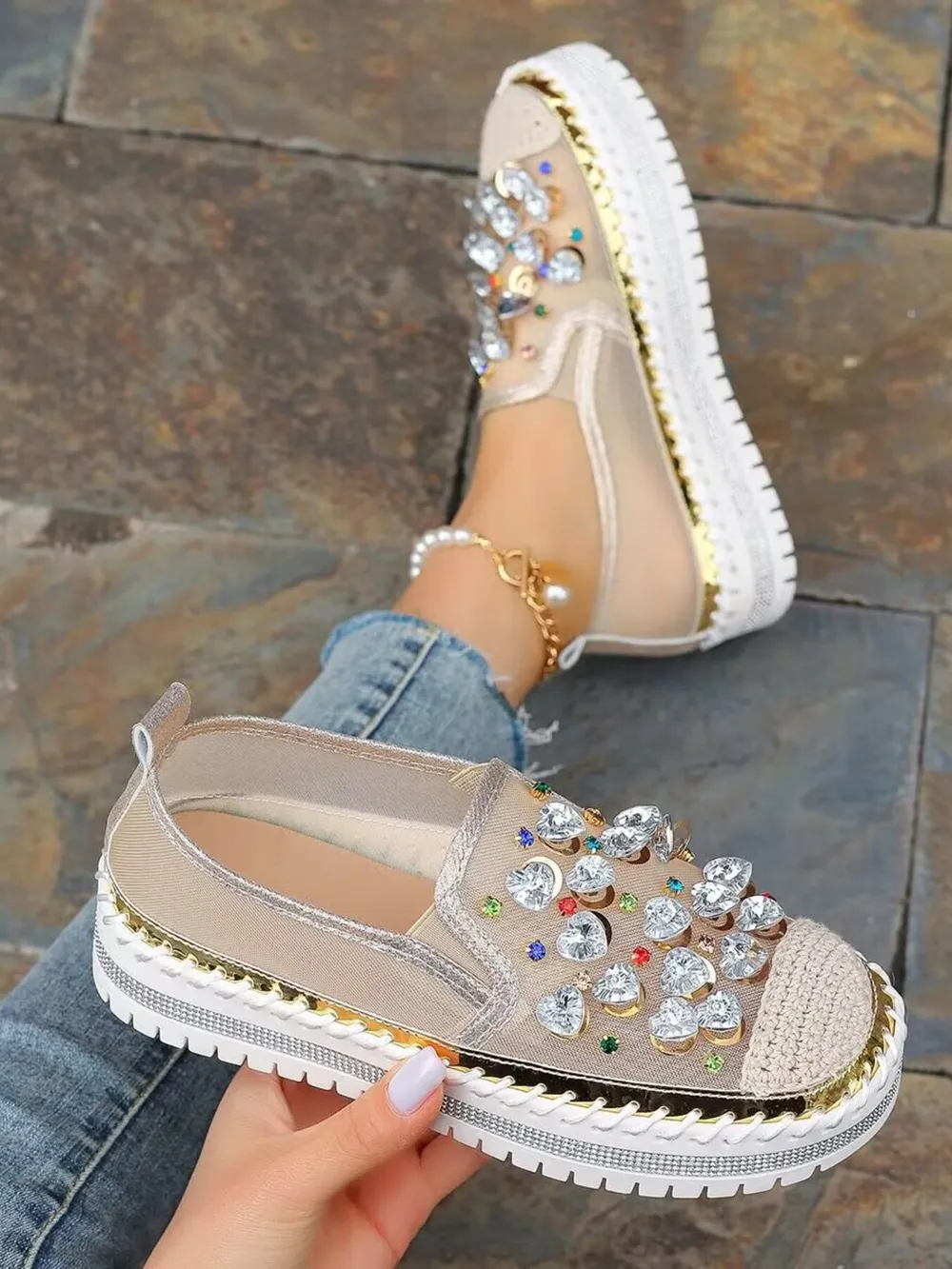 Rhinestone Platform Slip-Ons, image 4