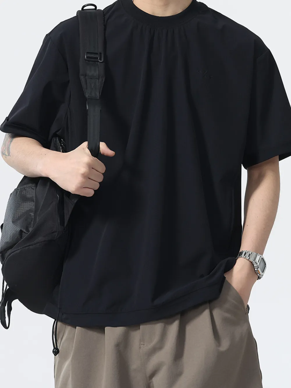 Men's Plus Size Round Neck Oversized Cotton T-Shirt