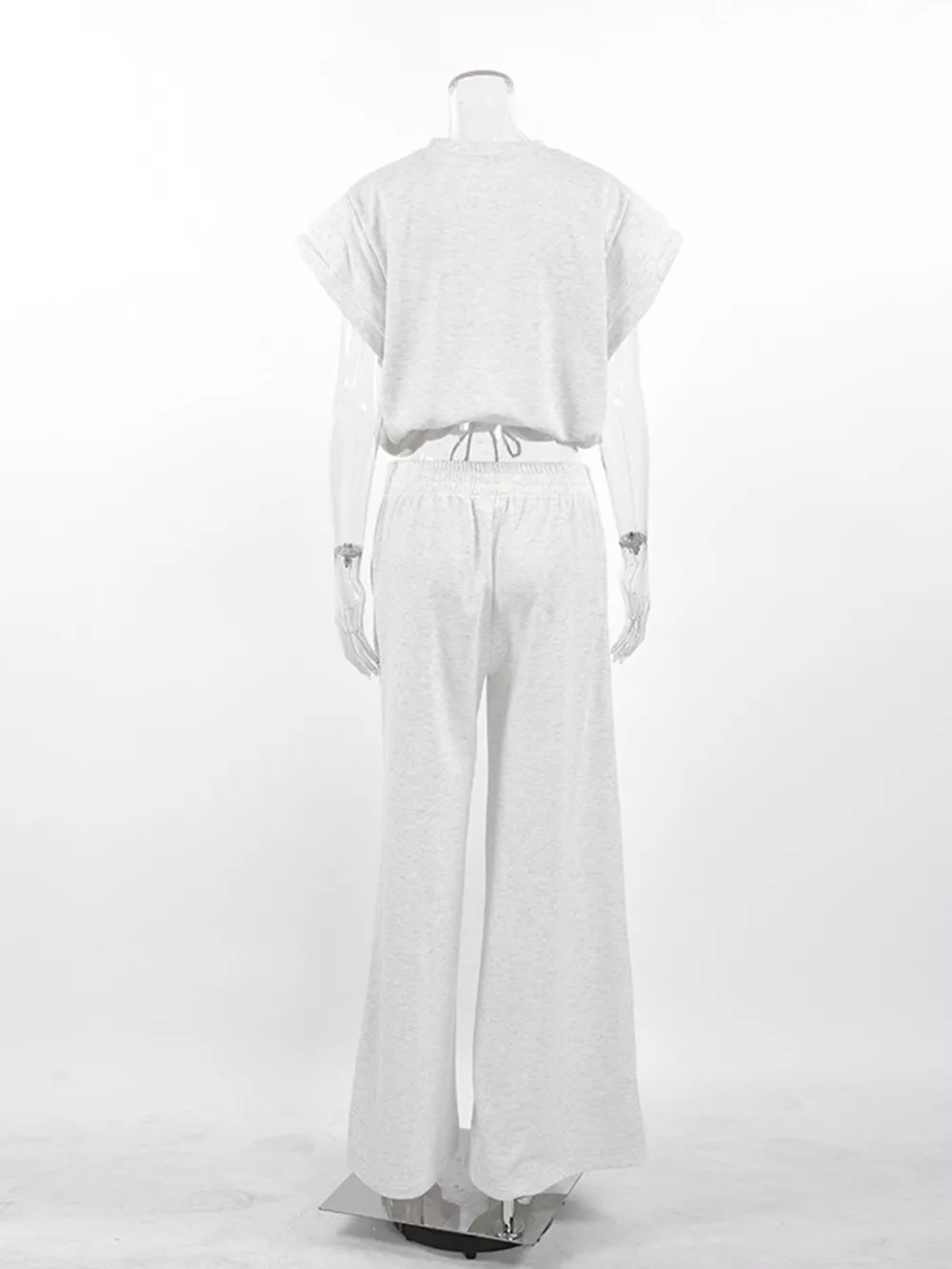 Round Neck Top and Wide Leg Pants Set, image 6