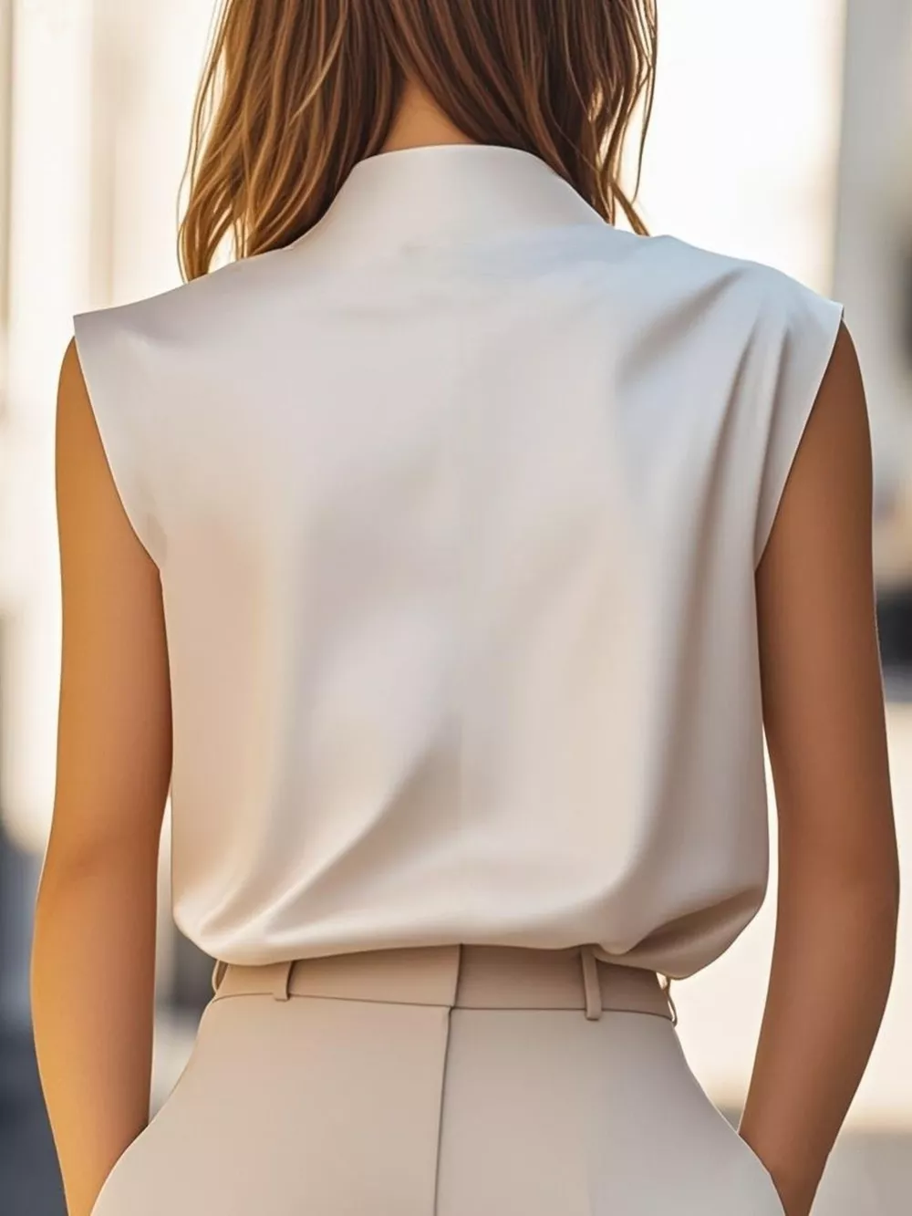 Elegant Sleeveless Button-Detail Blouse, image 3