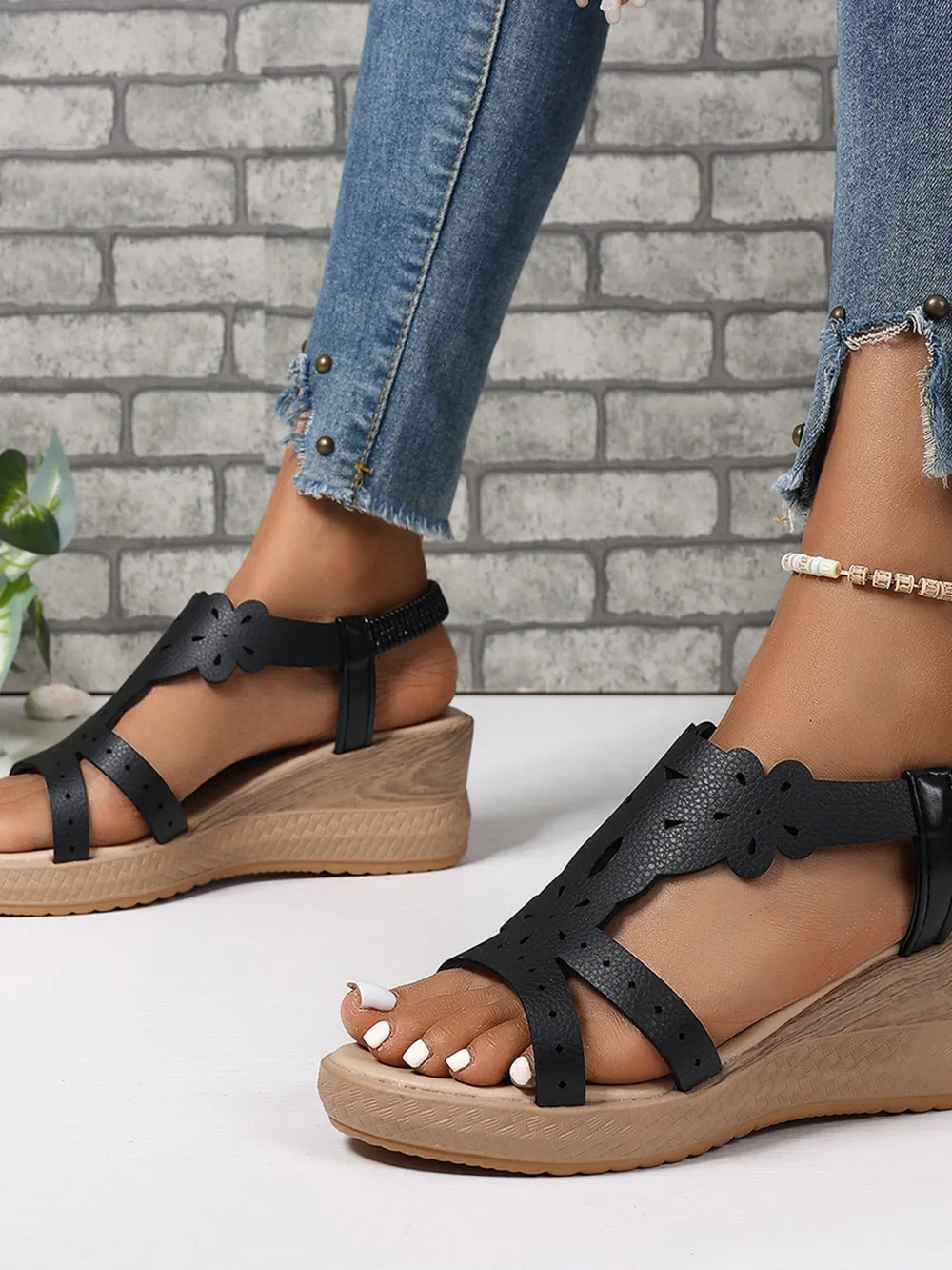 Cutout Wedge Platform Sandals, image 2