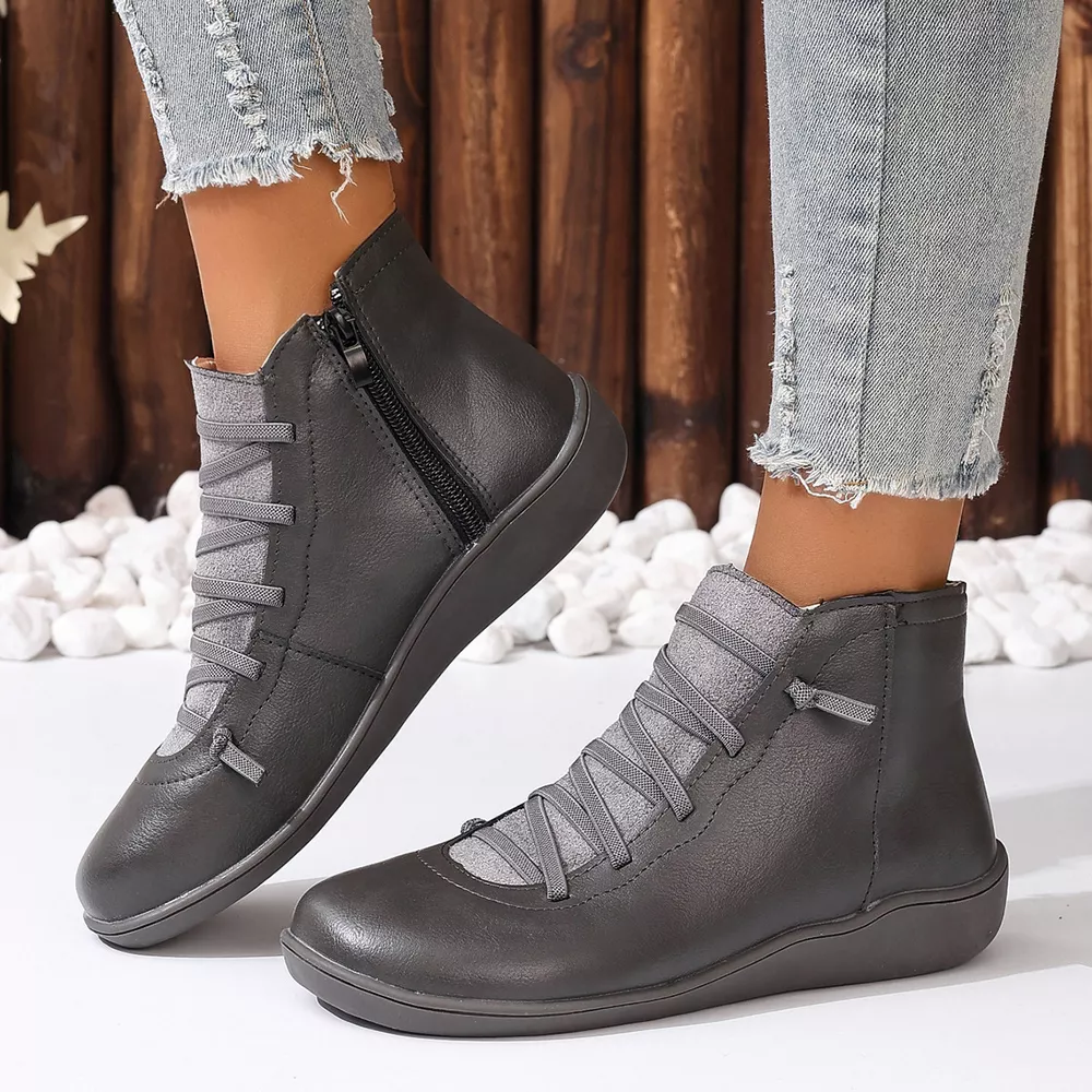 Lace-Up Faux Leather Ankle Boots, image 27