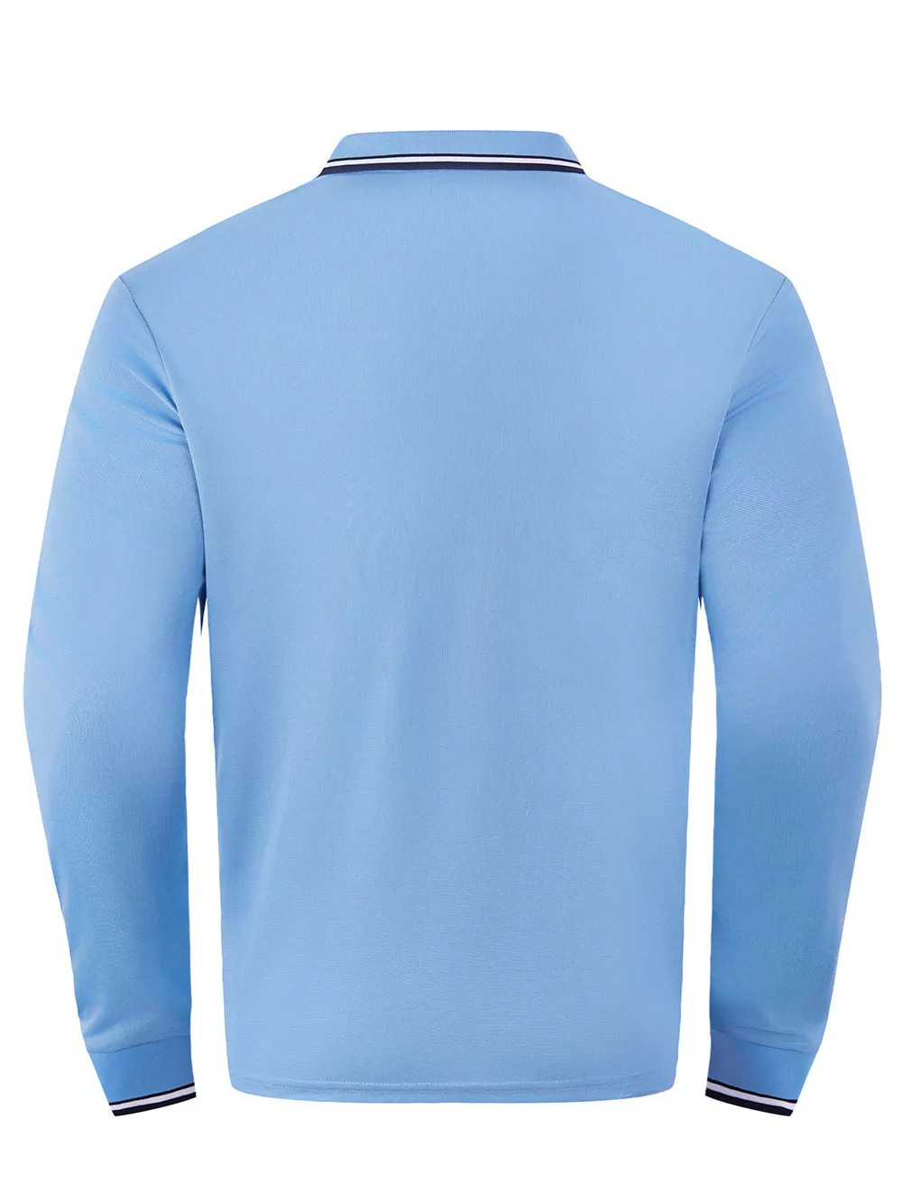 Men's Full Size Classic Long-Sleeve Polo with Striped Collar Plus Size, image 12