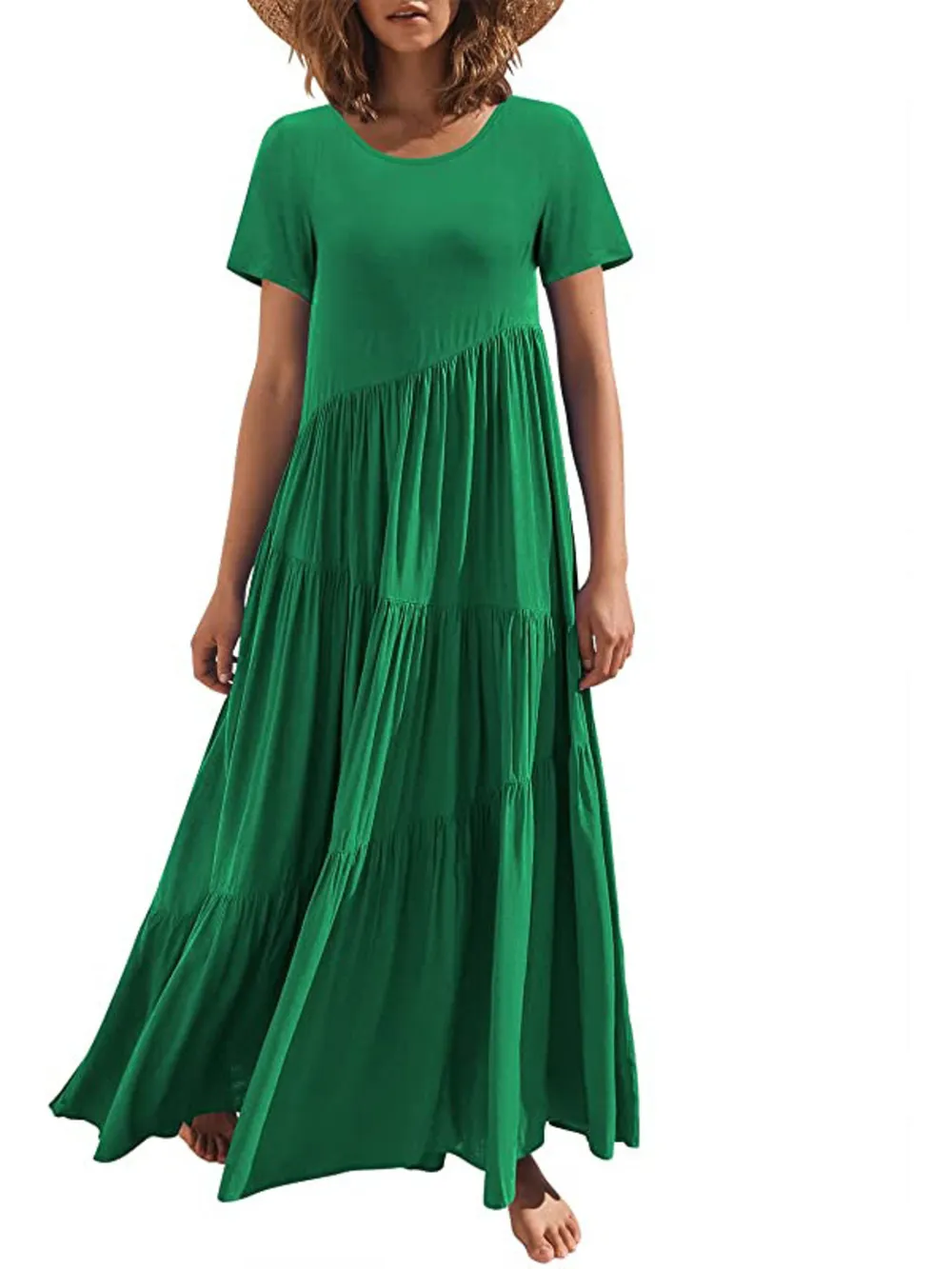 Round Neck Tiered Ruffle Maxi Dress, image 11