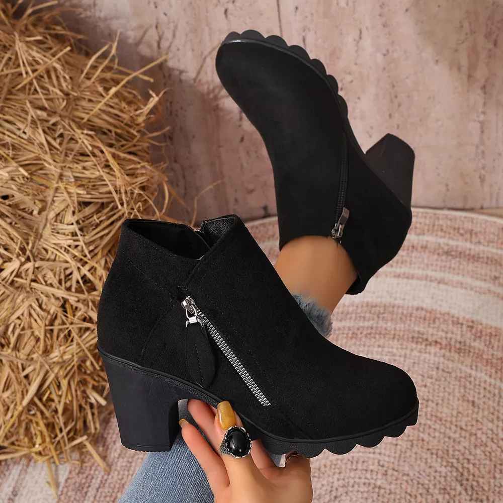 Round Toe Block Heels Boots, image 4