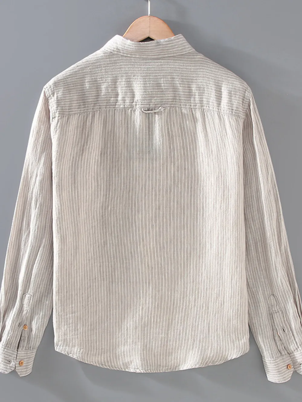 Men's Plus Size Striped Button Up Long Sleeve Shirt, image 3