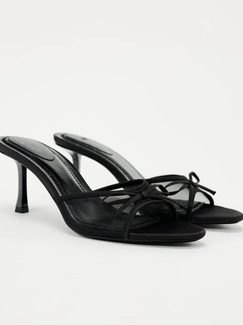Bow Detail Stiletto Heel Mule Sandals, image 2