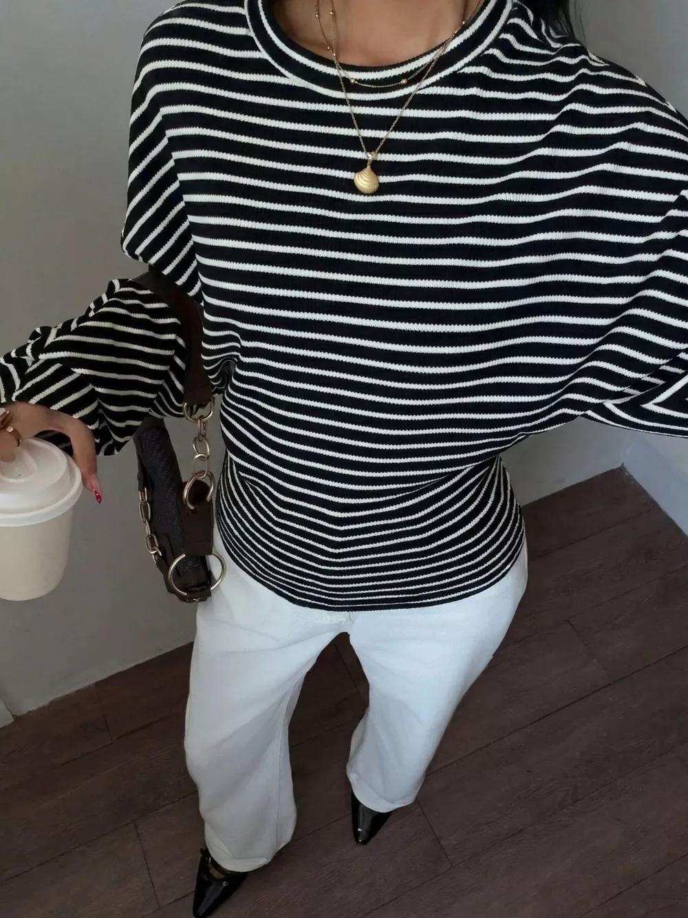 Casual Striped Batwing Sleeve T-Shirt, image 8
