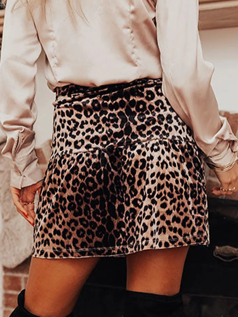 Leopard Tiered Mini Skirt, image 3