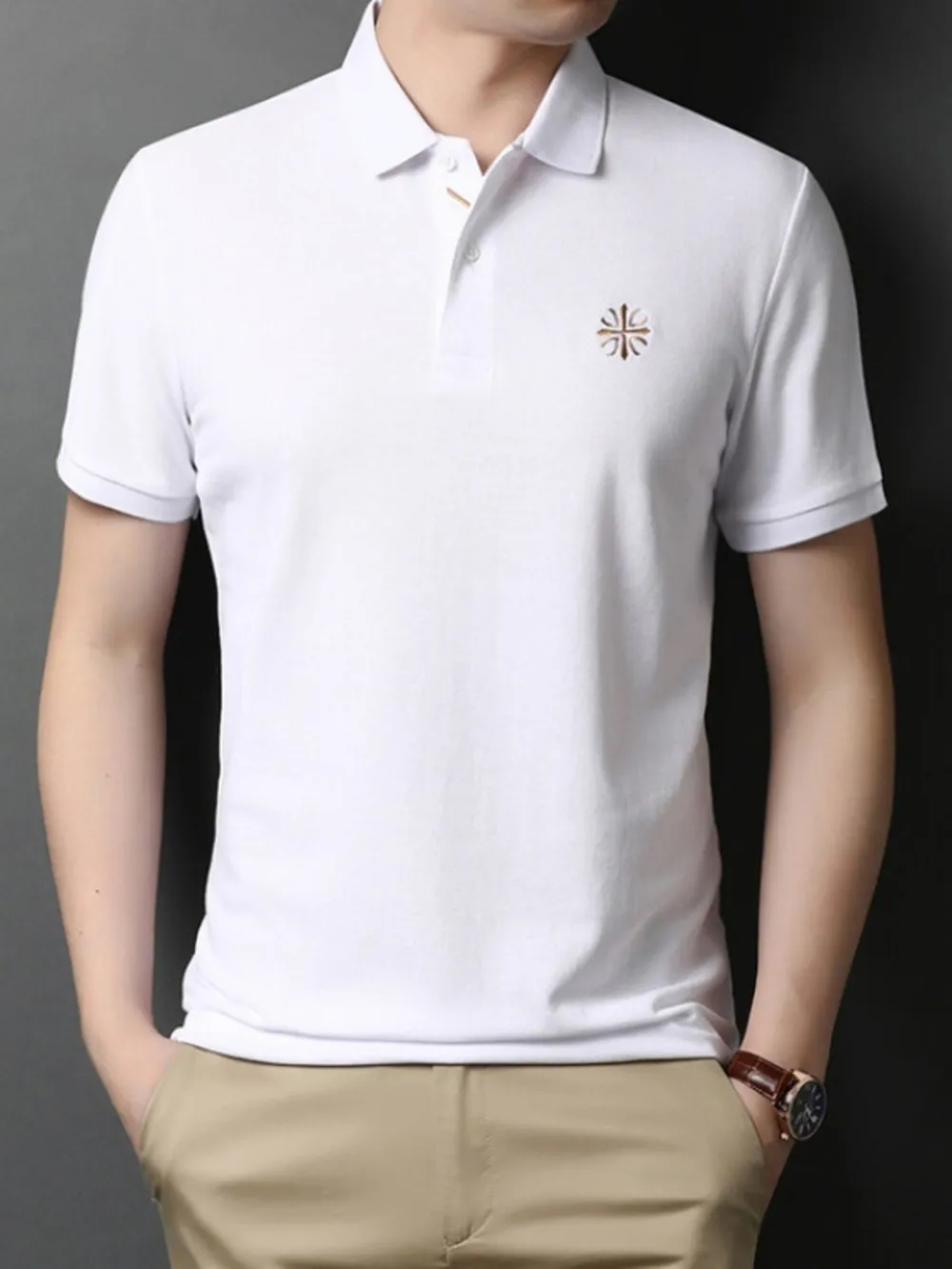 Men's Plus Size Embroidered Slim Fit Polo Shirt, image 7