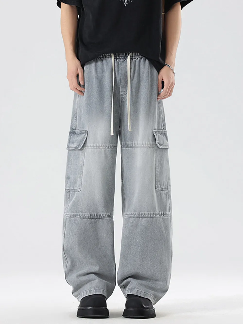 Men's Full Size Vintage Wash Wide Leg Jeans Plus Size, image 8