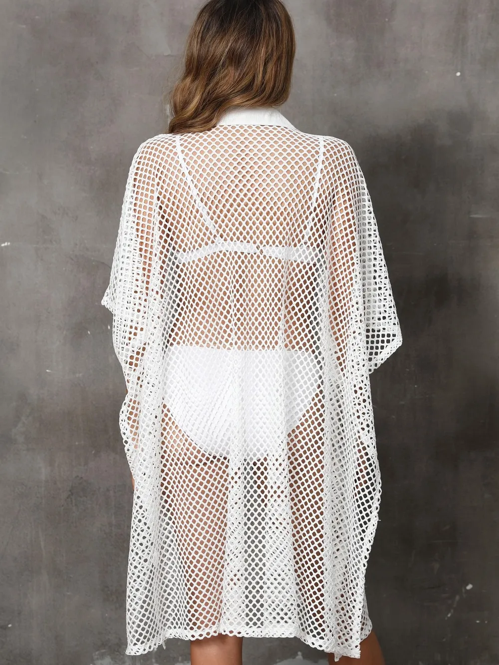Sheer Mesh Button Up Cover Up, image 4