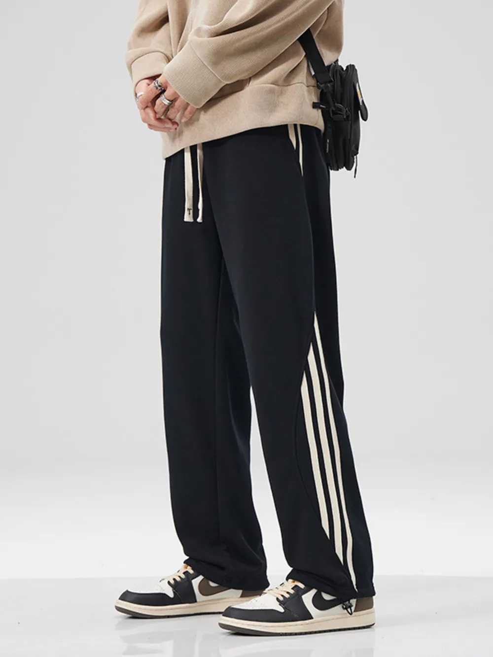 Men's Plus Size Casual Drawstring Side Stripe Pants