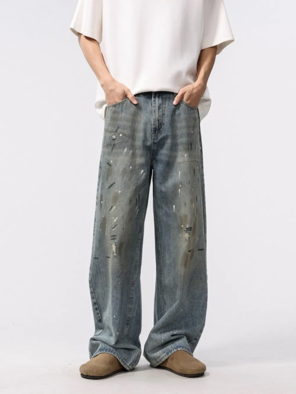 Men's Washed Loose Fit Jeans, image 2