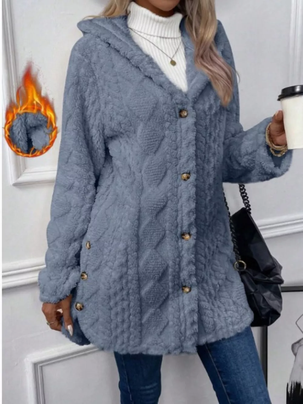 Full Size Button-Down Hooded Outerwear Plus Size, image 11