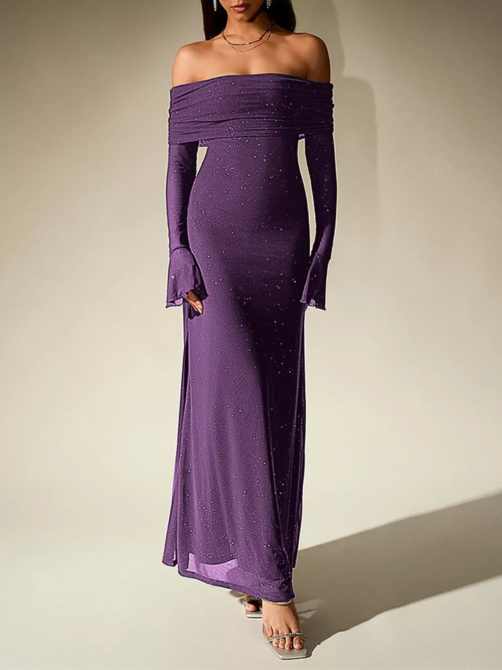 Glitter Off-Shoulder Maxi Dress, image 18
