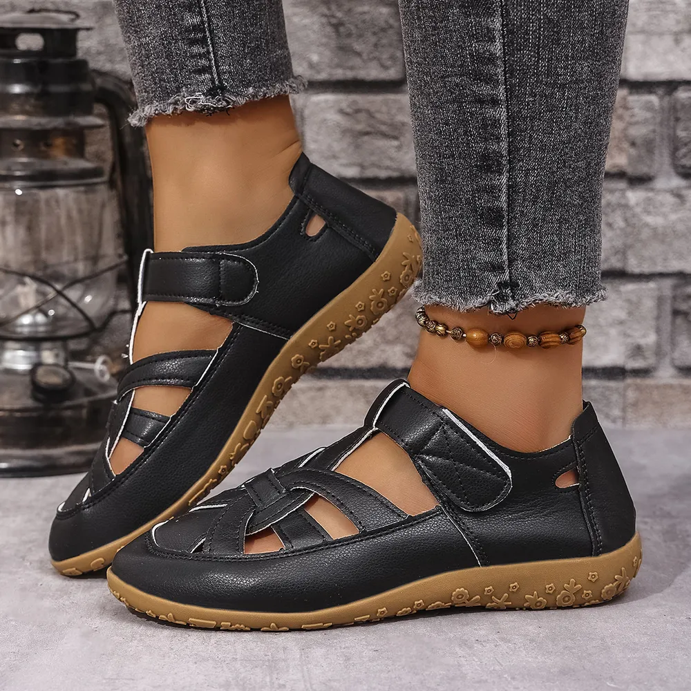 Cutout Sandals with Velcro Straps, image 4