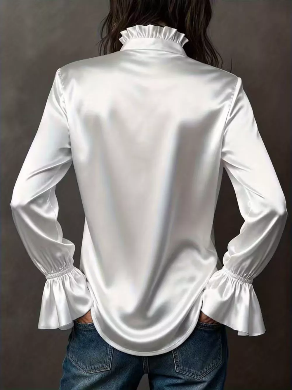 Button Up Flounce Sleeve Shirt, image 7