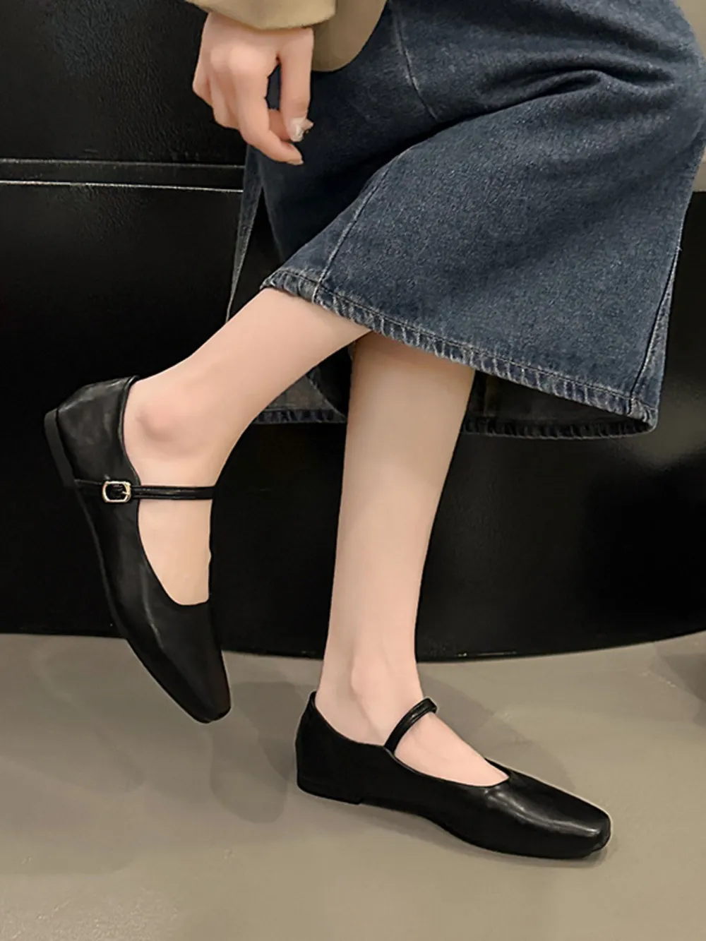Leather Buckle Mary Jane Loafers, image 6