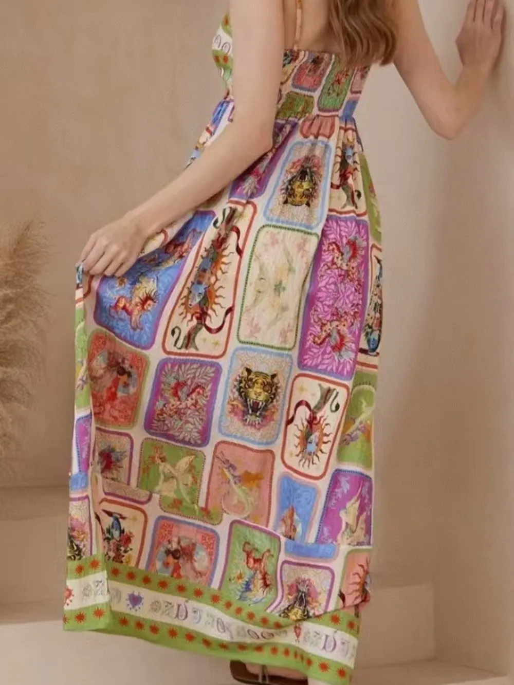 Printed Square Neck Cami Dress, image 4