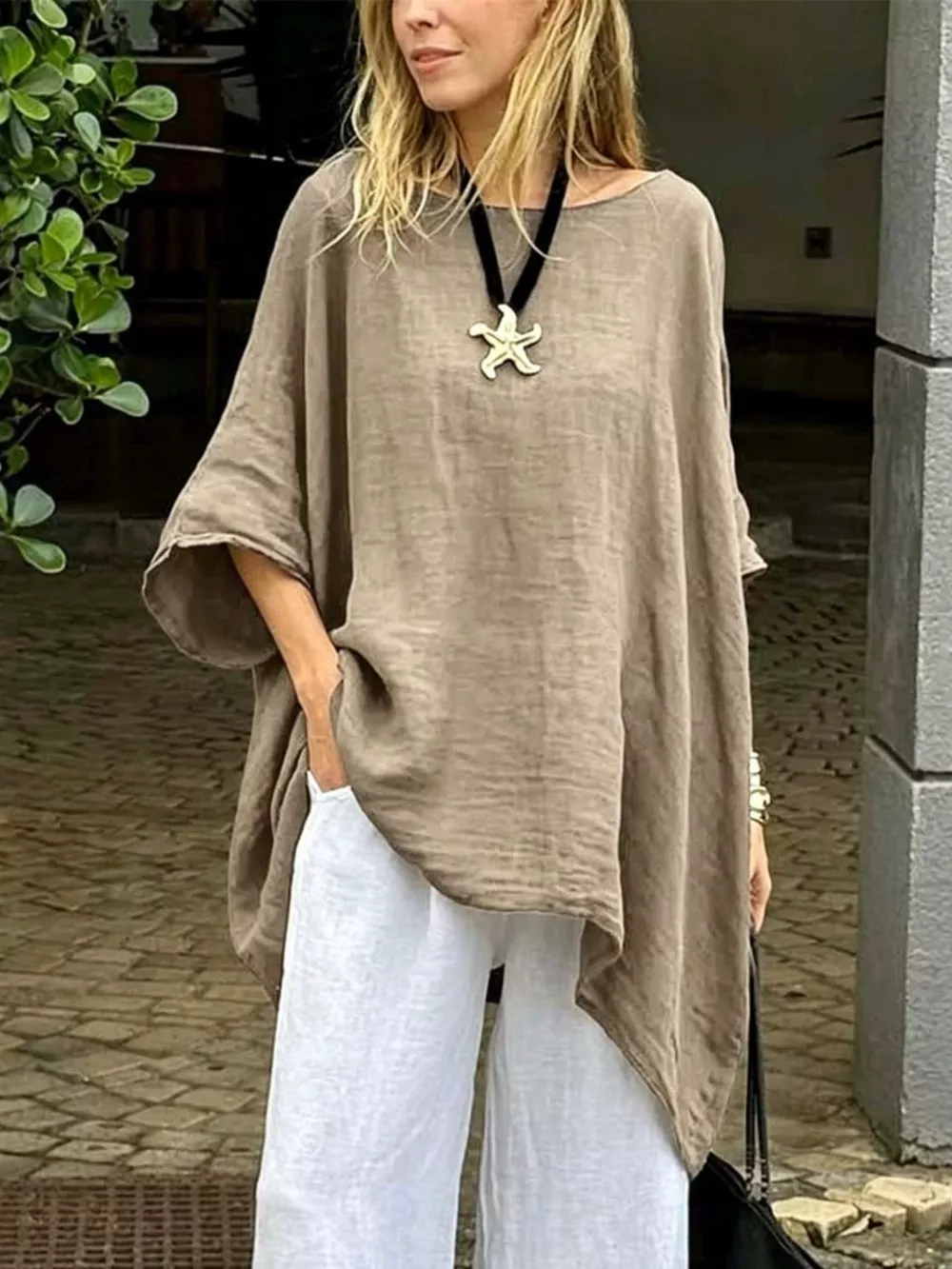 Full Size Loose Fit Asymmetrical Hem Top Plus Size, image 2