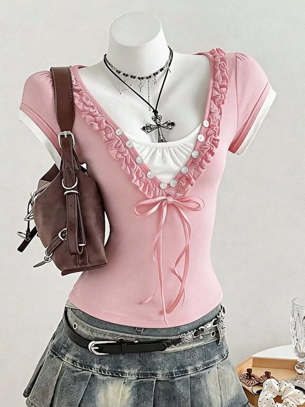 Frill Cap Sleeve Slim Fit T-Shirt, image 3
