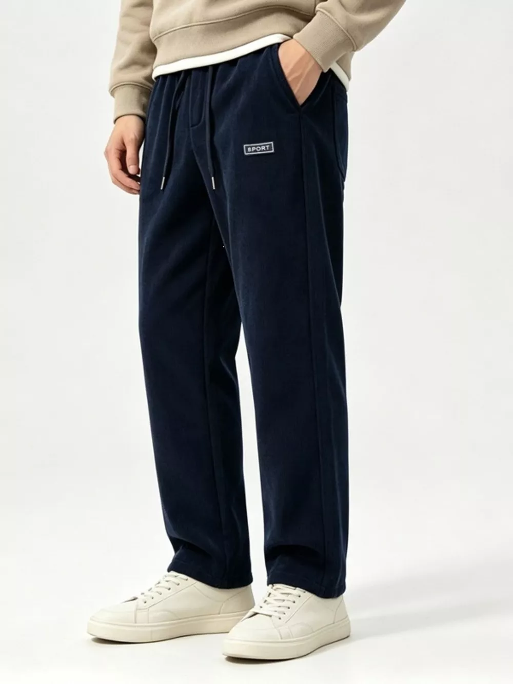 Men's Plus Size Casual Drawstring Wide Leg Pants, image 3