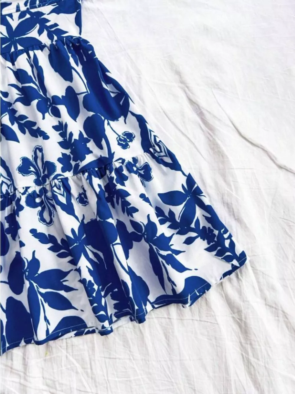 Floral Print V-Neck Tiered Mini Dress, image 6
