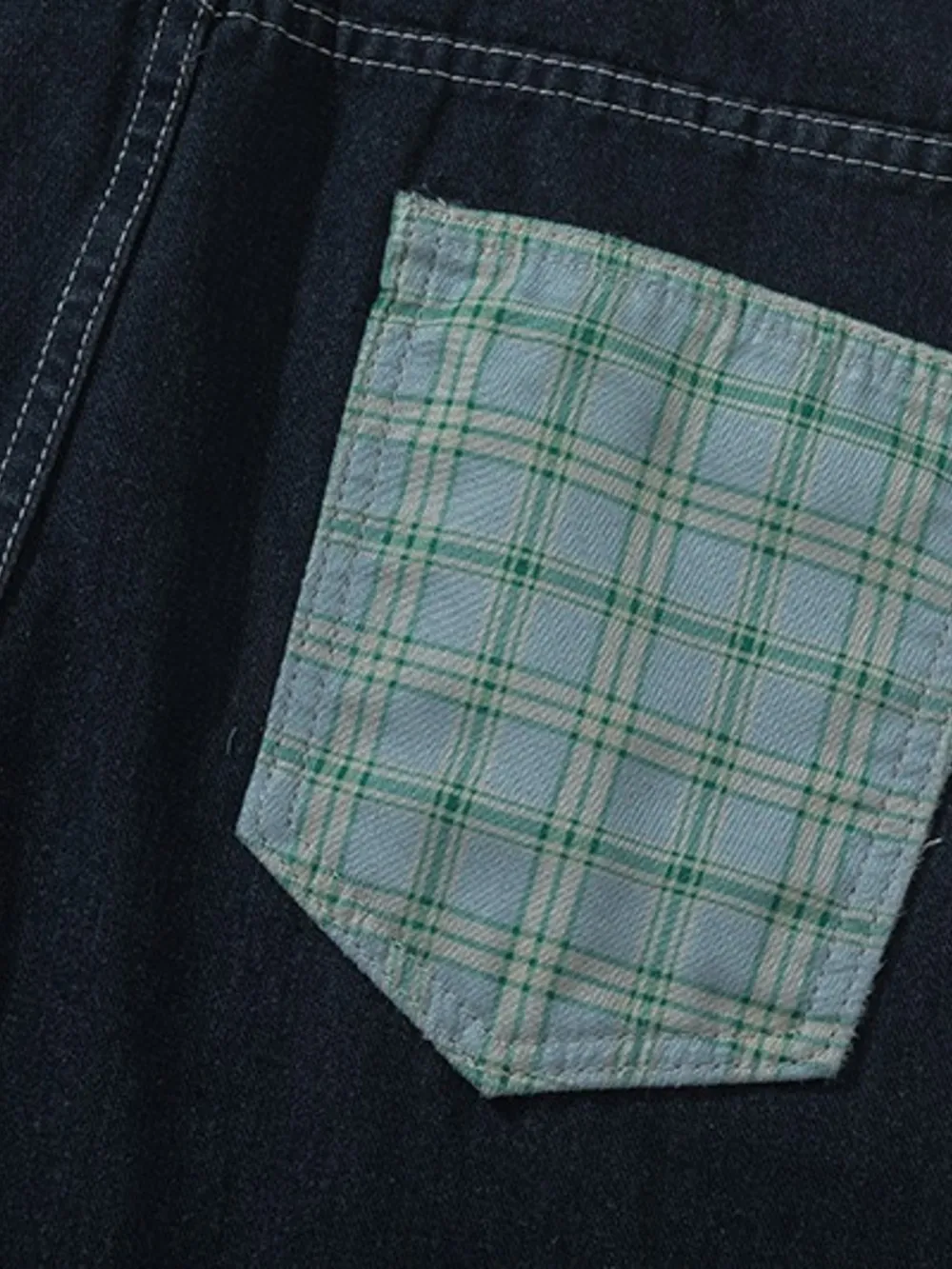 Men's Plaid Pocket Wide Leg Jeans, image 10