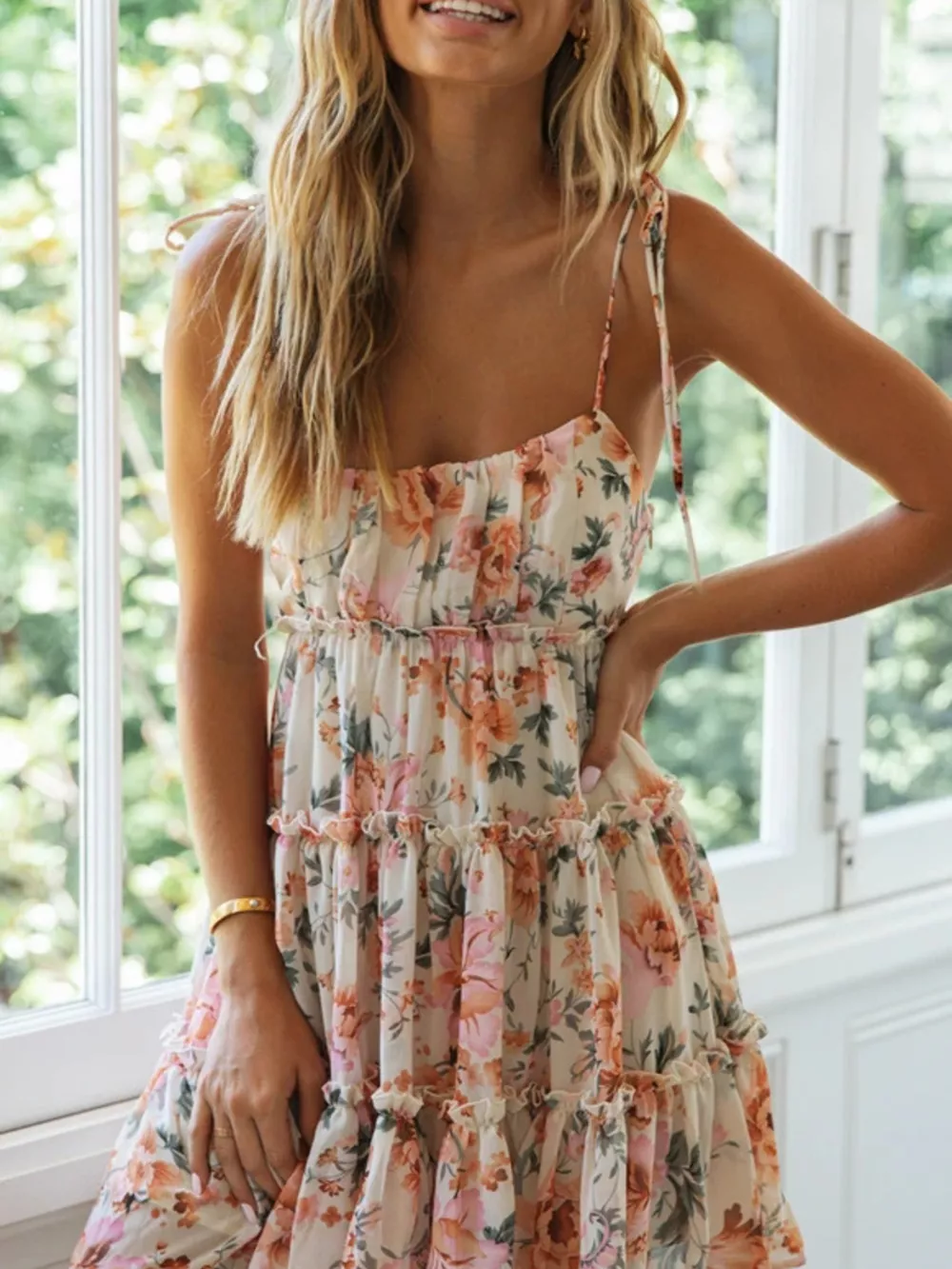 Floral Print Ruffle Tiered Mini Dress, image 8